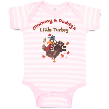 Baby Clothes Mommy and Daddy's Little Turkey Thanksgiving Baby Bodysuits Cotton