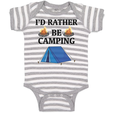 Baby Clothes I'D Rather Be Camping with Blue Tent and Bonfire Fire Cotton