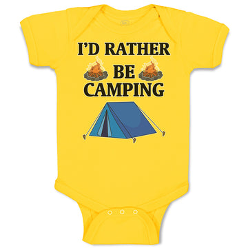 Baby Clothes I'D Rather Be Camping with Blue Tent and Bonfire Fire Cotton