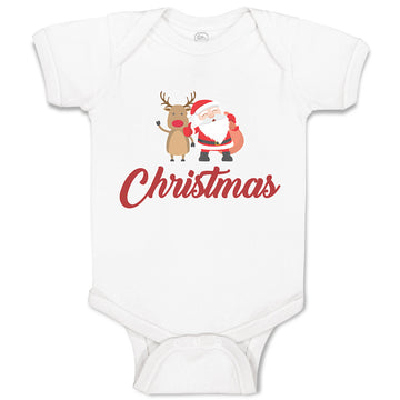 Baby Clothes Christmas Celebration with Santa Claus and Deer Animal Cotton