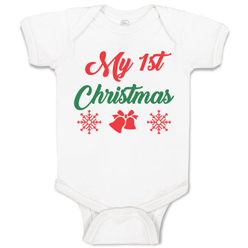 Baby Clothes My 1St Christmas with Red Jingle Bells Baby Bodysuits Cotton