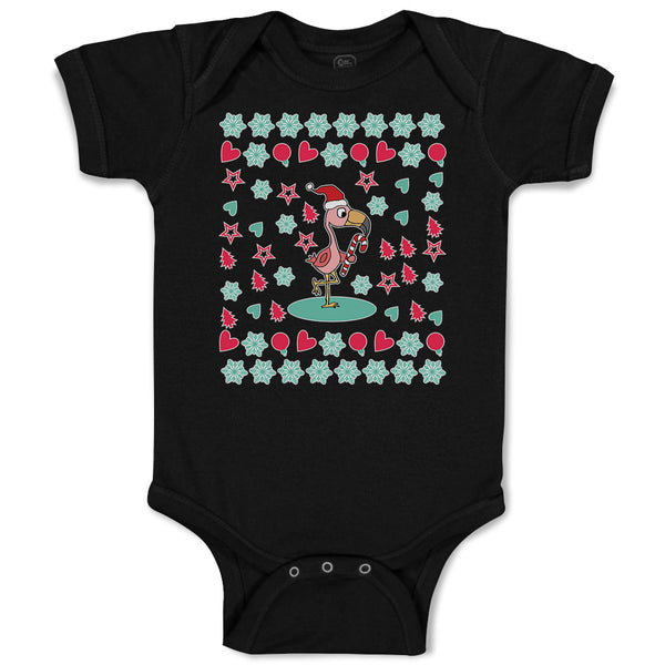 Baby Clothes Dancing Flamingo Crane Bird with Cute Little Hearts Baby Bodysuits