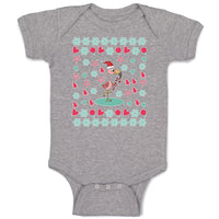 Baby Clothes Dancing Flamingo Crane Bird with Cute Little Hearts Baby Bodysuits