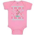 Baby Clothes Dancing Flamingo Crane Bird with Cute Little Hearts Baby Bodysuits