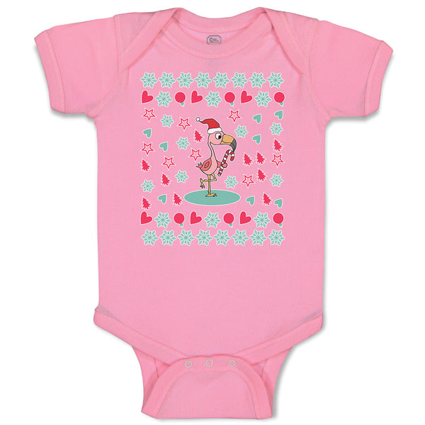 Baby Clothes Dancing Flamingo Crane Bird with Cute Little Hearts Baby Bodysuits