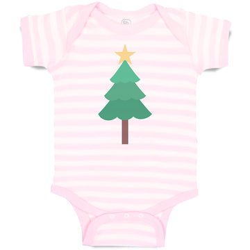 Baby Clothes Christmas Pine Tree and Golden Star on Top Baby Bodysuits Cotton