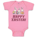 Baby Clothes Happy Easter! 3 Rabbit with Easter Colourful Eggs Baby Bodysuits