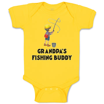 Baby Clothes Grandpa's Fishing Buddy Boy Standing with Fishing Net Hat and Bag