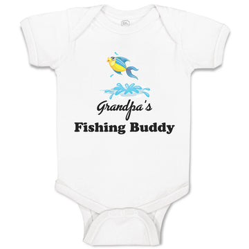 Baby Clothes Grandpa's Fishing Buddy with Jumping Fish and Water Baby Bodysuits