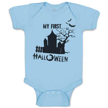 Baby Clothes Halloween Scary Dark Night Haunted Moon Bats Trees Flying Cotton