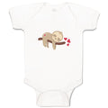 Baby Clothes Valentine Sloth Branch Red Hearts Valentins Day Baby Bodysuits