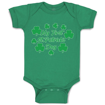 Baby Clothes My First St.Patrick's Day with Irish Shamrock Leaves Baby Bodysuits