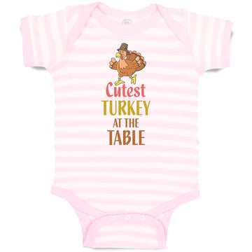 Baby Clothes Cutest Turkey at The Table Bird with Open Wings Closed Eyes and Hat