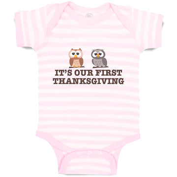 Baby Clothes It's Our First Thanksgiving 2 Owls Sitting Baby Bodysuits Cotton