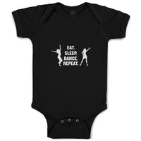 Baby Clothes Eat. Sleep. Dance. Repeat. Girls Dancing Silhouette Baby Bodysuits