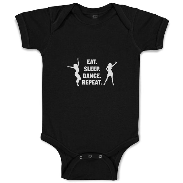 Baby Clothes Eat. Sleep. Dance. Repeat. Girls Dancing Silhouette Baby Bodysuits