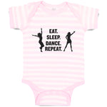 Baby Clothes Eat. Sleep. Dance. Repeat. Girls Dancing Silhouette Baby Bodysuits