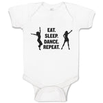 Baby Clothes Eat. Sleep. Dance. Repeat. Girls Dancing Silhouette Baby Bodysuits