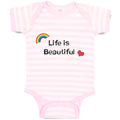 Baby Clothes Life Is Beautiful with Rainbow and Heart Funny Humor Baby Bodysuits