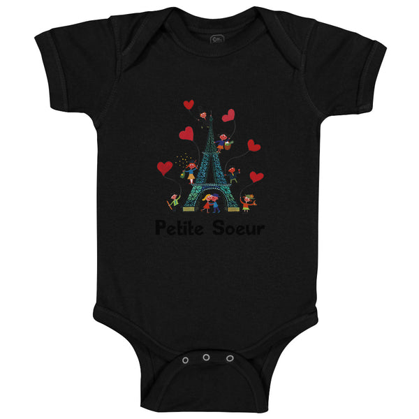 Baby Clothes Eiffel Tower and Black Text Petite Soeur Love Valentines Cotton