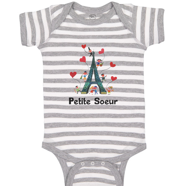 Baby Clothes Eiffel Tower and Black Text Petite Soeur Love Valentines Cotton