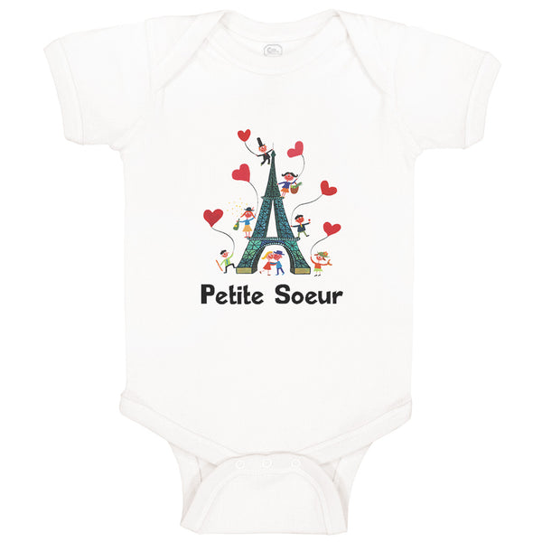 Baby Clothes Eiffel Tower and Black Text Petite Soeur Love Valentines Cotton