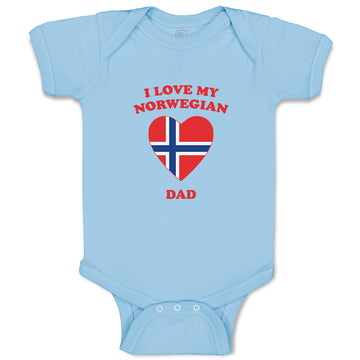 Baby Clothes I Love My Norwegian Dad Countries Baby Bodysuits Boy & Girl Cotton