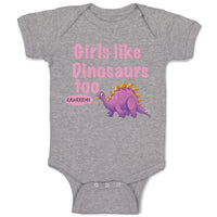 Baby Clothes Girls like Dinosaurs Too Dinosaurus Dino Trex Baby Bodysuits Cotton