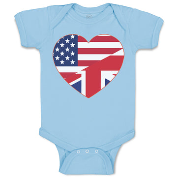 Baby Clothes American British Heart Flag Baby Bodysuits Boy & Girl Cotton