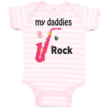 Baby Clothes My Daddies Rock Rainbow Guitar Dad Father's Day Baby Bodysuits