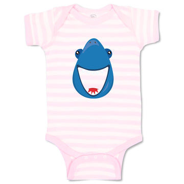 Baby Clothes Navy Shark Face Animals Ocean Baby Bodysuits Boy & Girl Cotton