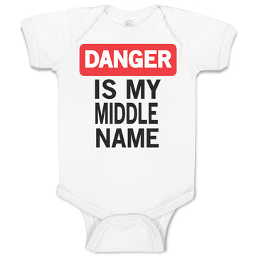 Baby Clothes Danger Is My Middle Name Funny Humor Style A Baby Bodysuits Cotton