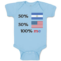 Baby Clothes 50% Nicaraguan + 50% Usa = 100% Me Baby Bodysuits Boy & Girl Cotton