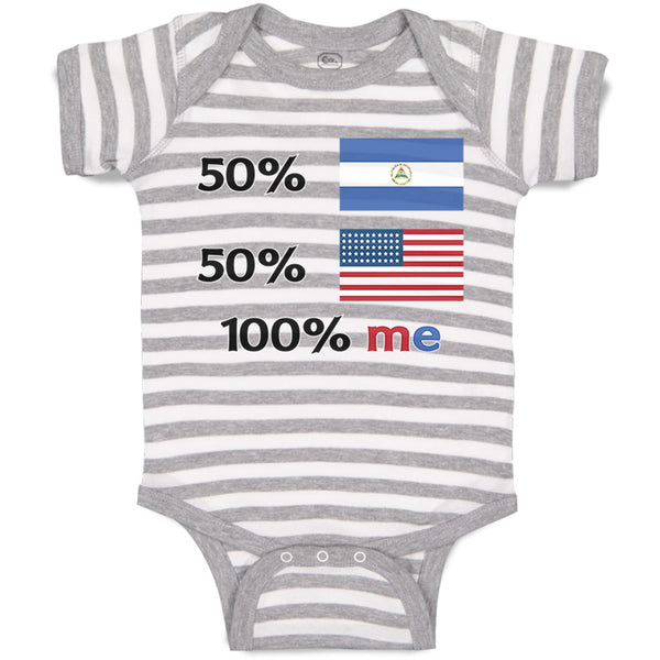 Baby Clothes 50% Nicaraguan + 50% Usa = 100% Me Baby Bodysuits Boy & Girl Cotton