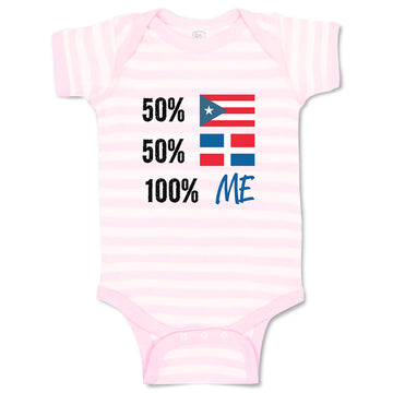 Baby Clothes 50% Puerto Rican 50% Dominican = 100% Me Baby Bodysuits Cotton