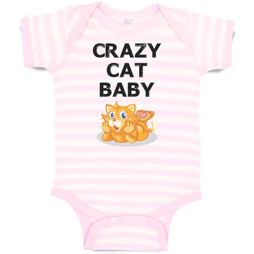 Baby Clothes Crazy Cat Baby Cat Sitting with Mouth Open Baby Bodysuits Cotton