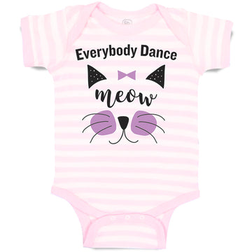 Baby Clothes Everybody Dance Meow Face of Cat with Bow Baby Bodysuits Cotton