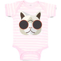 Baby Clothes Cat Head with Sun Glass Baby Bodysuits Boy & Girl Cotton