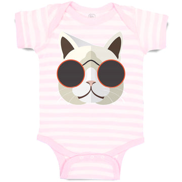 Baby Clothes Cat Head with Sun Glass Baby Bodysuits Boy & Girl Cotton