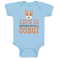 Baby Clothes Life Is Better with A Corgi Dog with Face Baby Bodysuits Cotton