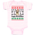 Baby Clothes Pugly Sweatshirt Dog with Christmas Hat and Bones and Paw Cotton