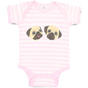 Baby Clothes Cute Pug Buddies Heads and Faces Baby Bodysuits Boy & Girl Cotton