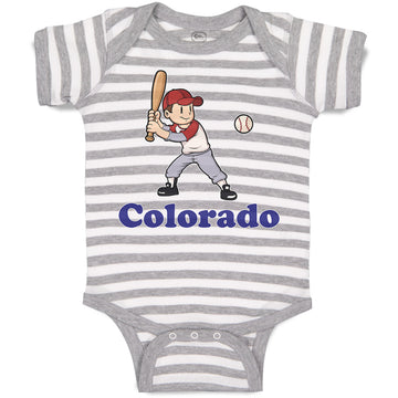 Baby Clothes Colorado Boy Playing Baseball Sport Bat and Ball Baby Bodysuits