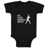 Baby Clothes Eat. Sleep. Baseball. Repeat.Sport Man Hitting Baby Bodysuits