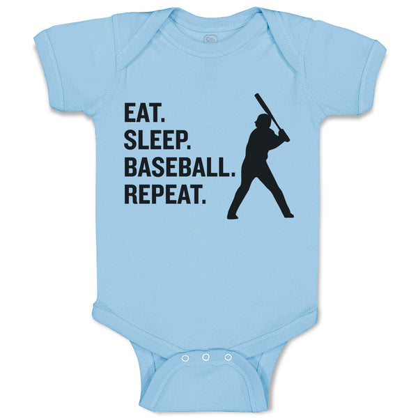 Baby Clothes Eat. Sleep. Baseball. Repeat.Sport Man Hitting Baby Bodysuits