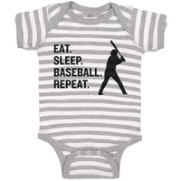 Baby Clothes Eat. Sleep. Baseball. Repeat.Sport Man Hitting Baby Bodysuits