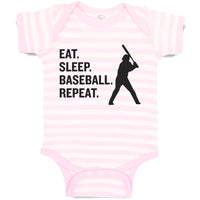 Baby Clothes Eat. Sleep. Baseball. Repeat.Sport Man Hitting Baby Bodysuits