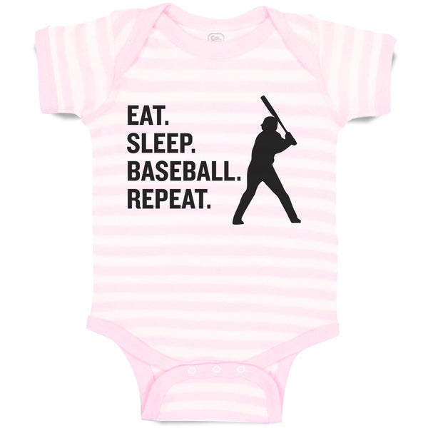 Baby Clothes Eat. Sleep. Baseball. Repeat.Sport Man Hitting Baby Bodysuits