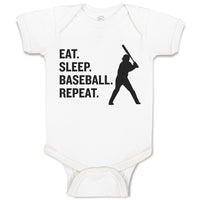 Baby Clothes Eat. Sleep. Baseball. Repeat.Sport Man Hitting Baby Bodysuits