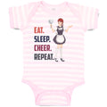 Baby Clothes Eat. Sleep. Cheer. Repeat. A Girl Cheering for Their Team Victory